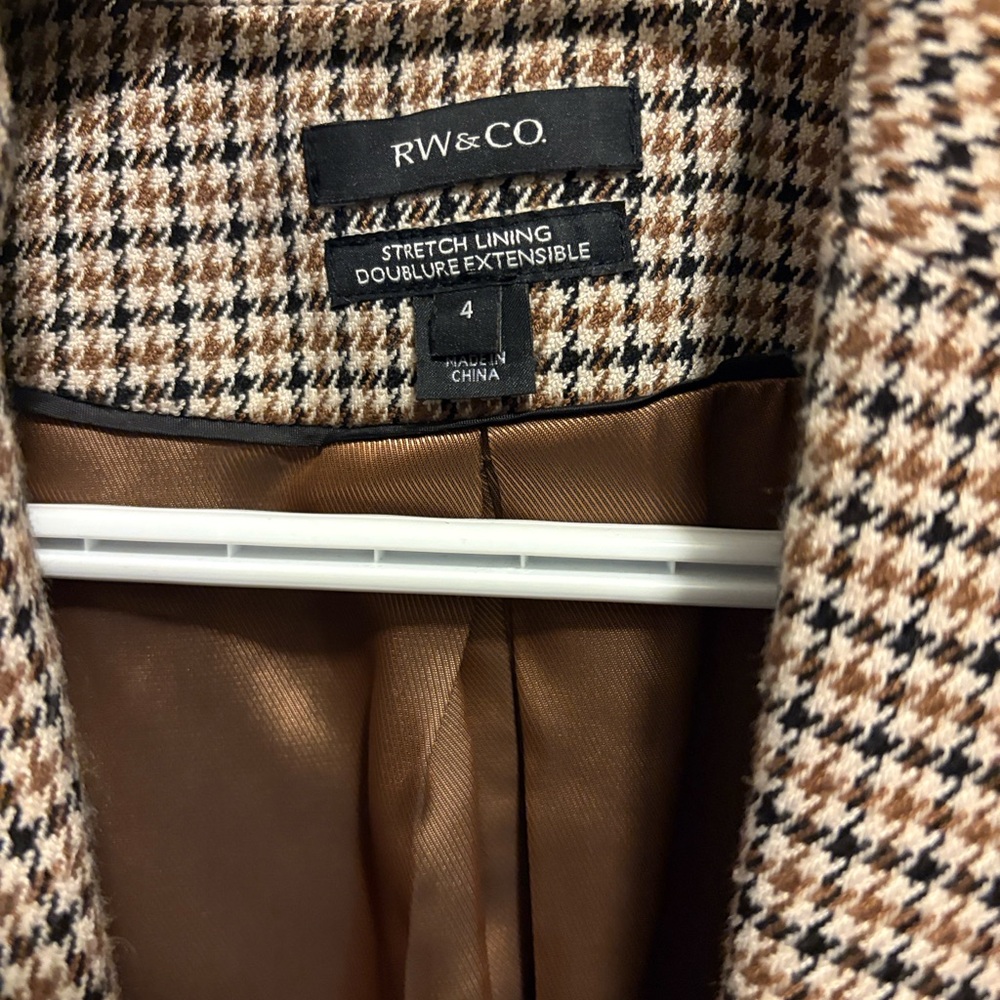 RW&CO. Brown & Cream Houndstooth Blazer